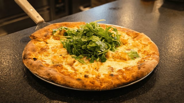 Shrimp Scampi Pizza.